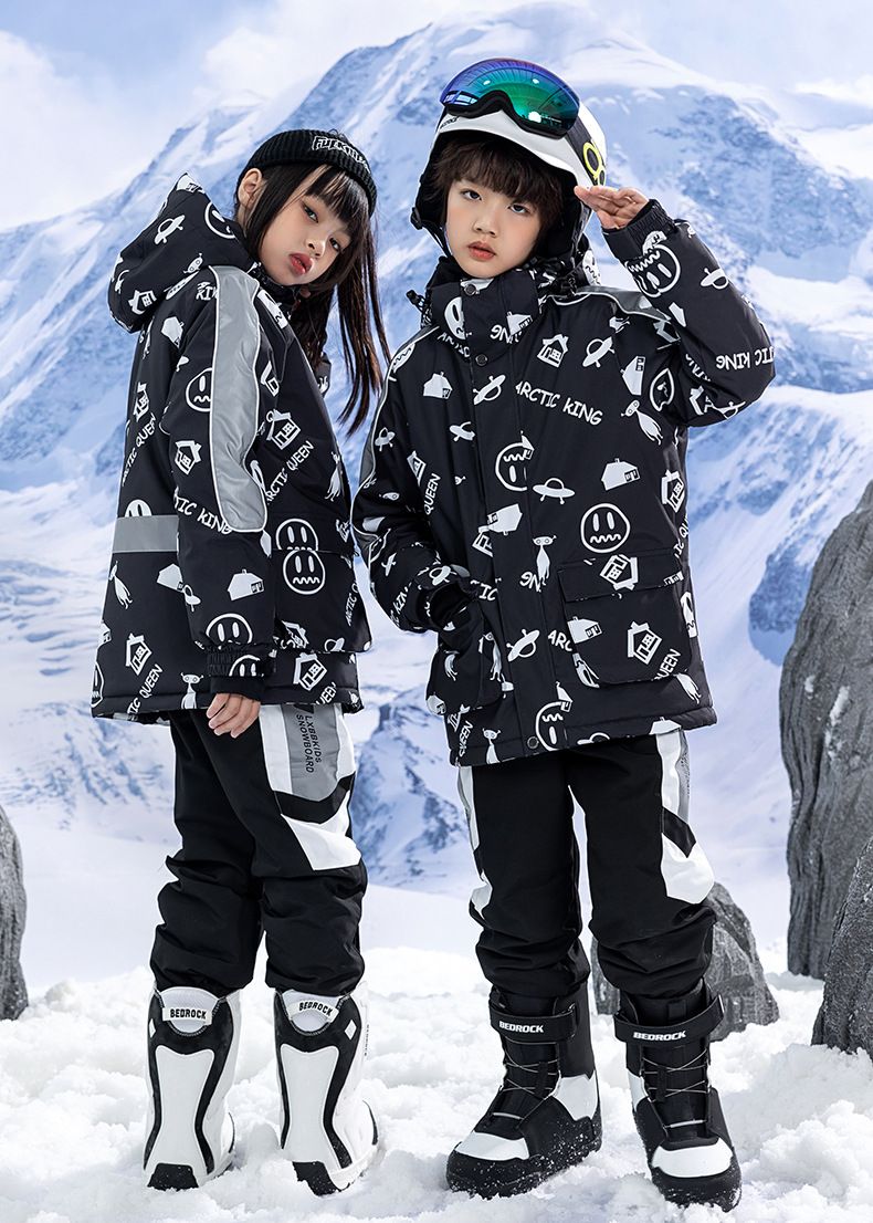 Schneeanzug-Set für Kinder – Wasserdichte Winter-Skijacke und -hose für Jungen und Mädchen – Winddicht und isoliert zum Snowboarden und Spielen im Freien_voghion.com