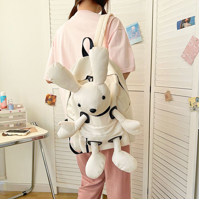 Sac à dos d'été en nylon avec motif lapin mignon, style décontracté et tendance_voghion.com
