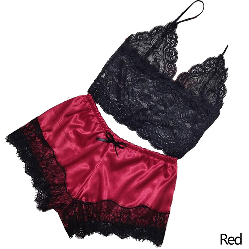 1 komplekt Mood Naiste pitsist magamisriided pesu Topid Lühikesed püksid Komplekt Babydoll Pamas Spordipesu Öörõivad 4 värvi_voghion.com