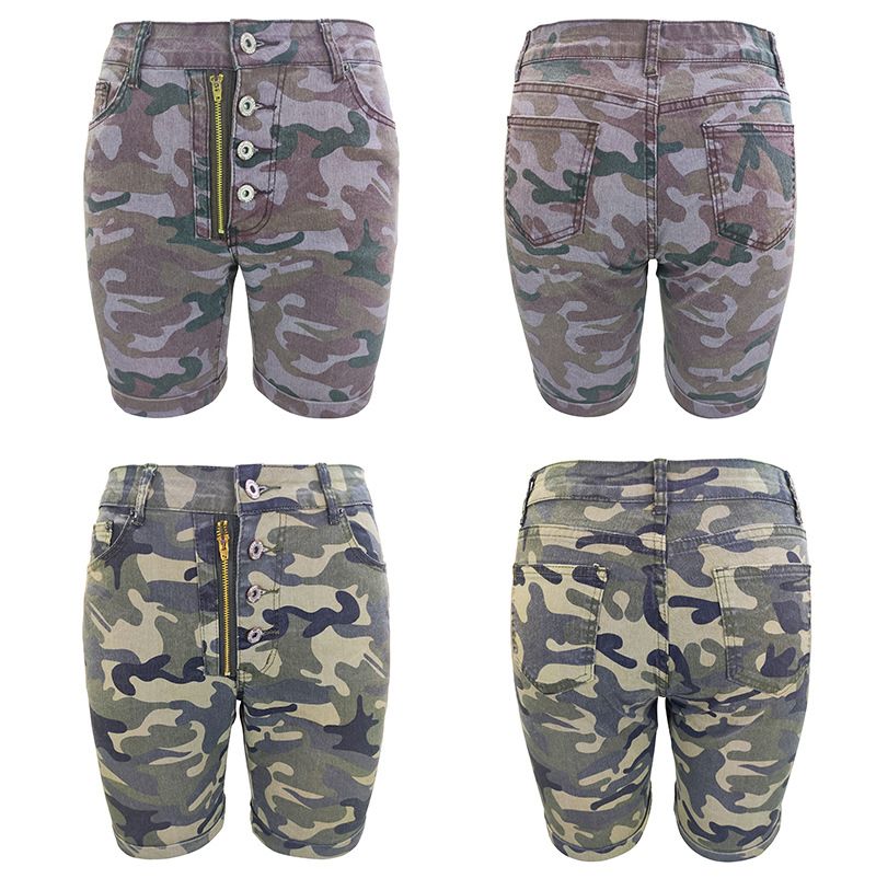 Nuovi pantaloncini di jeans mimetici dimagranti ad alta elasticità da donna_voghion.com