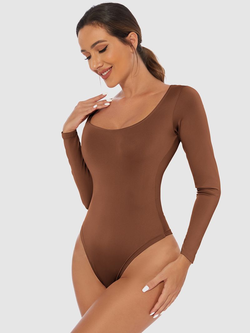 Maglietta a maniche lunghe con cerniera, vestibilità aderente, tinta unita, taglie forti, tuta da donna, comoda e traspirante._voghion.com