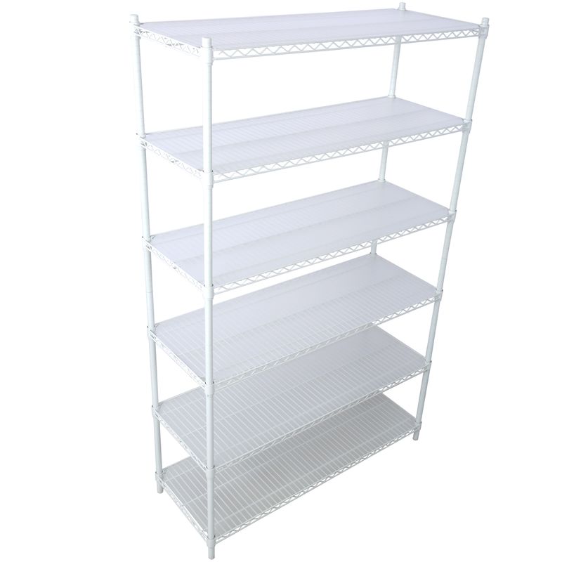 6 Tier 6000lbs Capacity NSF Metal Shelf Wire Shelving Unit, Heavy Duty Adjustable Storage Rack With Wheels & Shelf Liners For Commercial Grade Utility Steel Storage Rack, White - 84"H X 48"L X 20"D_voghion.com