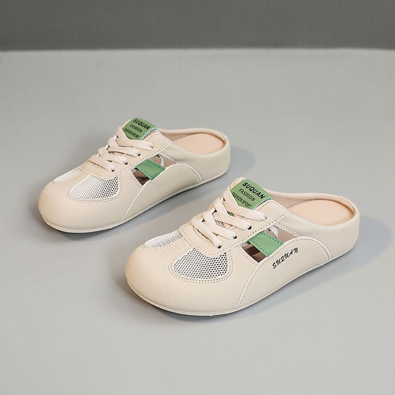 K3907 Ciabatte a punta chiusa da donna, stile di alta qualità, nuove pantofole piatte in rete singola del 2025_voghion.com