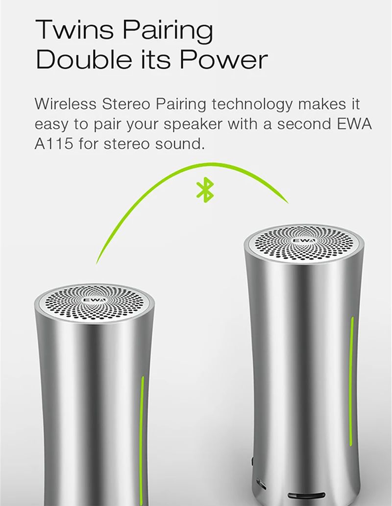 EWA Tragbarer drahtloser Bluetooth 5.0-Lautsprecher Outdoor Sport HIFI TWS-Lautsprecher 6000mAh Stereo Bass TF-Karte MP3-Player_voghion.com