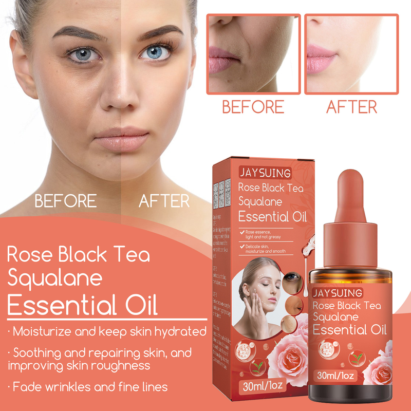 L'essence de squalane de thé noir à la rose Jayswing peut prévenir le teint terne, la sécheresse, la fermeté, éclaircir la peau, l'hydrater et résister_voghion.com