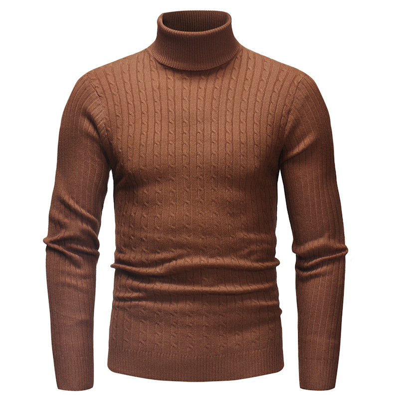 Maglione da uomo a collo alto a righe lavorato a maglia_voghion.com