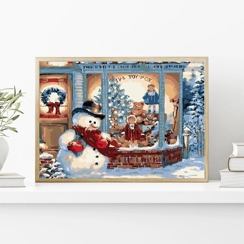 RUOPOTY Oil Paint By Numbers Handpainted Decorative Paintings Christmas Snowman Scenery Paint For Painting Artwork _voghion.com