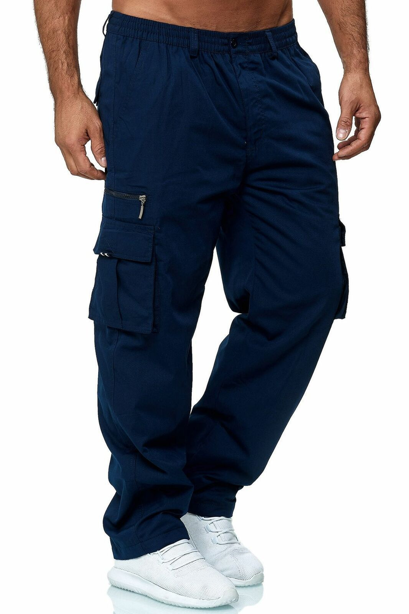 New style men's casual multi-pocket loose straight cargo outdoor trousers pants_voghion.com
