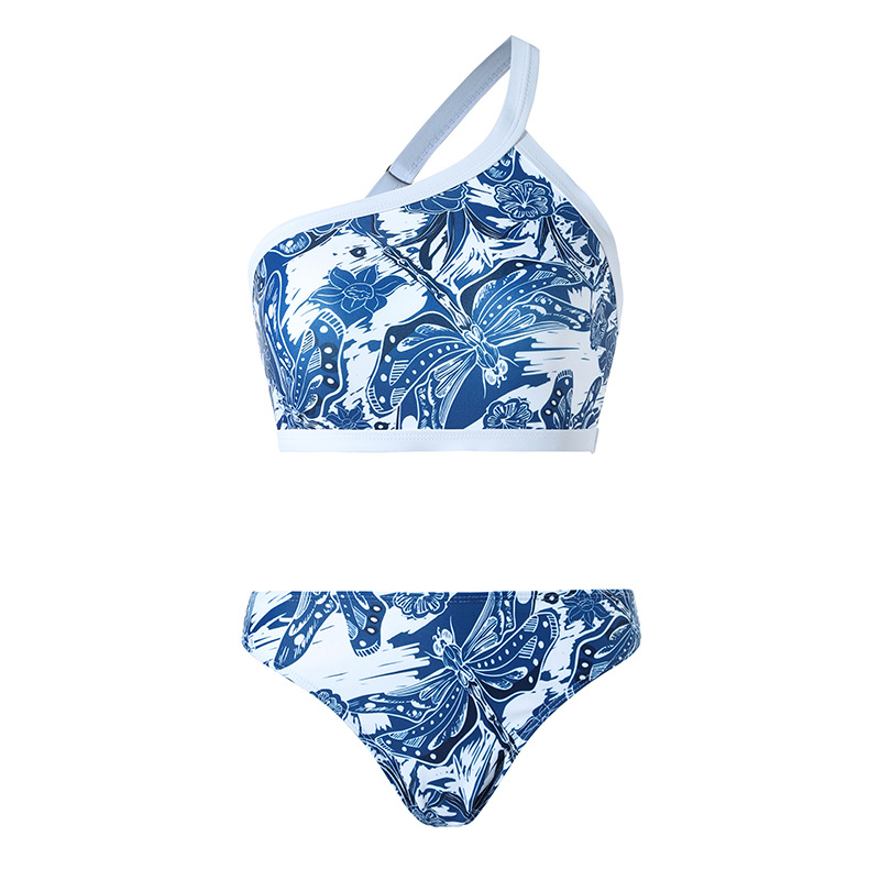 2023 new one-piece swimsuit women's tight-fitting and slimming printed fringed strapping swimsuit_voghion.com