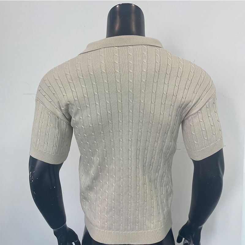 Ropa para hombre Camisa de manga corta con botones de punto para hombre Camisa de manga corta transpirable de verano para hombre al por mayor_voghion.com