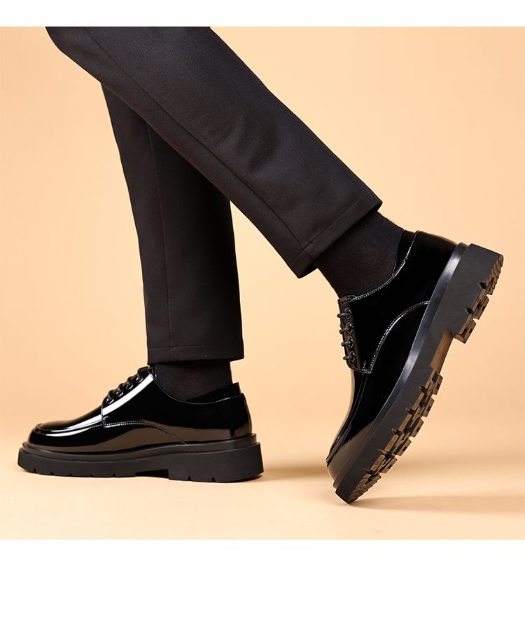 Primavera Homens Brilhantes Couro Juventude Estilo Britânico Sola Grossa Altura Aumentando Negócios Fantasia Cabeleireiro Vestido Sapatos Grandes_voghion.com