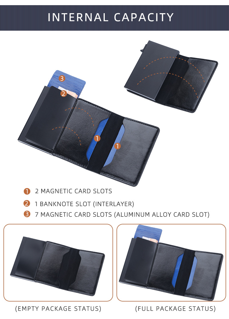 Baellerry New RFID Anti Magnetic Side Push Aluminum Box Package Oil Wax Skin Men's Card Cover_voghion.com