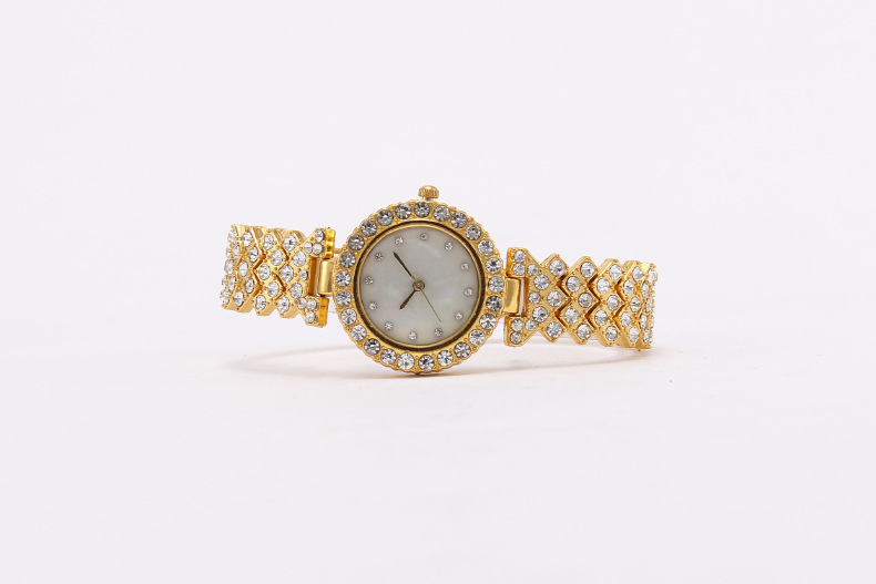 Full Diamond Fashion Inlaid Shell Face Women's Watch Bracelet Model_voghion.com