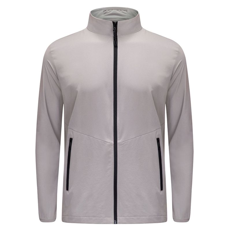 LazyZoom Sports Casual Schnelltrocknender, winddichter Trainingsanzug in europäischer Größe, einfarbig, Stehkragen, bestickt, langärmelig_voghion.com