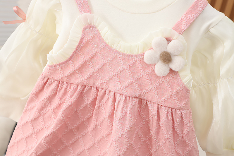 Mädchen 2023 Herbst Neues Langarm-Trägerkleid für Kleinkinder und Kinder 1-2 Jahre alt 3 Kinder Modisch_voghion.com