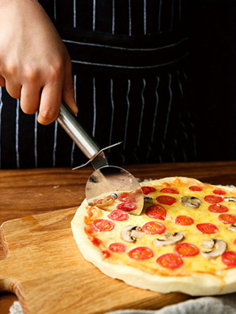 Cortador de pizza manual de acero inoxidable Pro Slice, rueda de corte de precisión duradera con mango de fácil agarre, no necesita electricidad_voghion.com