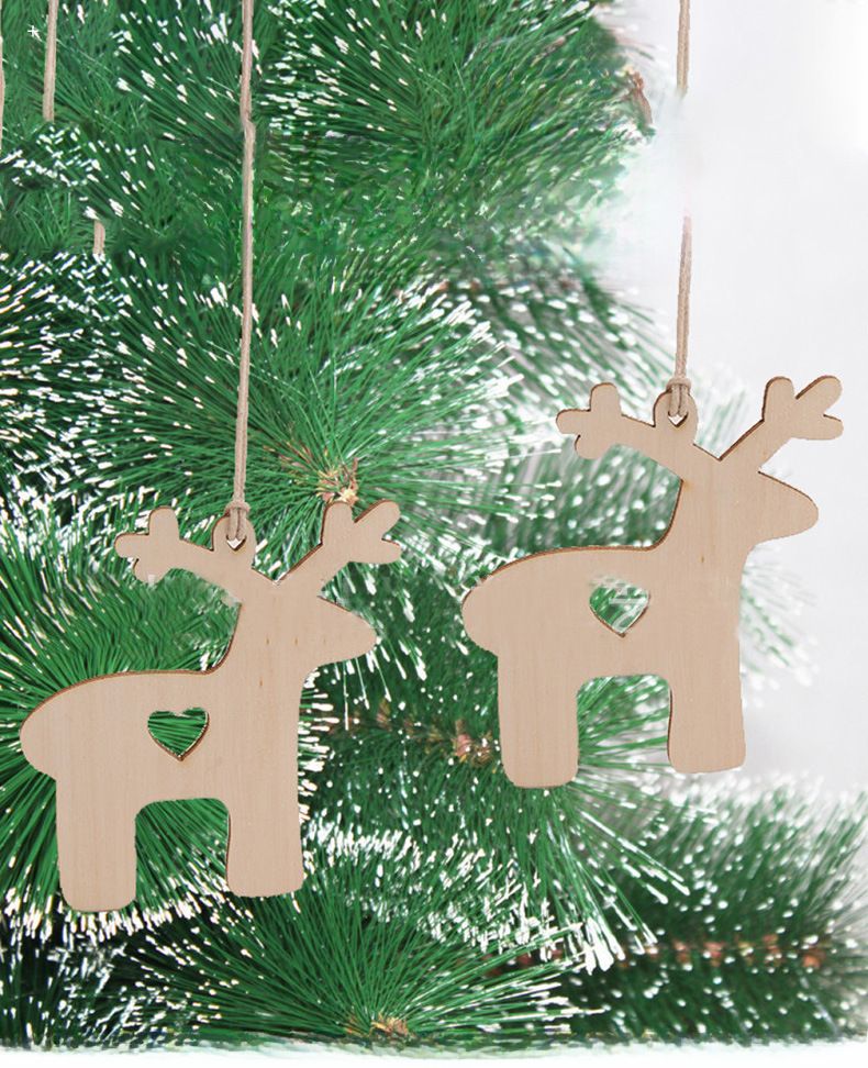 Wooden Crafts Creative Christmas Wood Piece Pendant Home Decorations Hand Painted DIY Props Christmas Tree Accessories_voghion.com