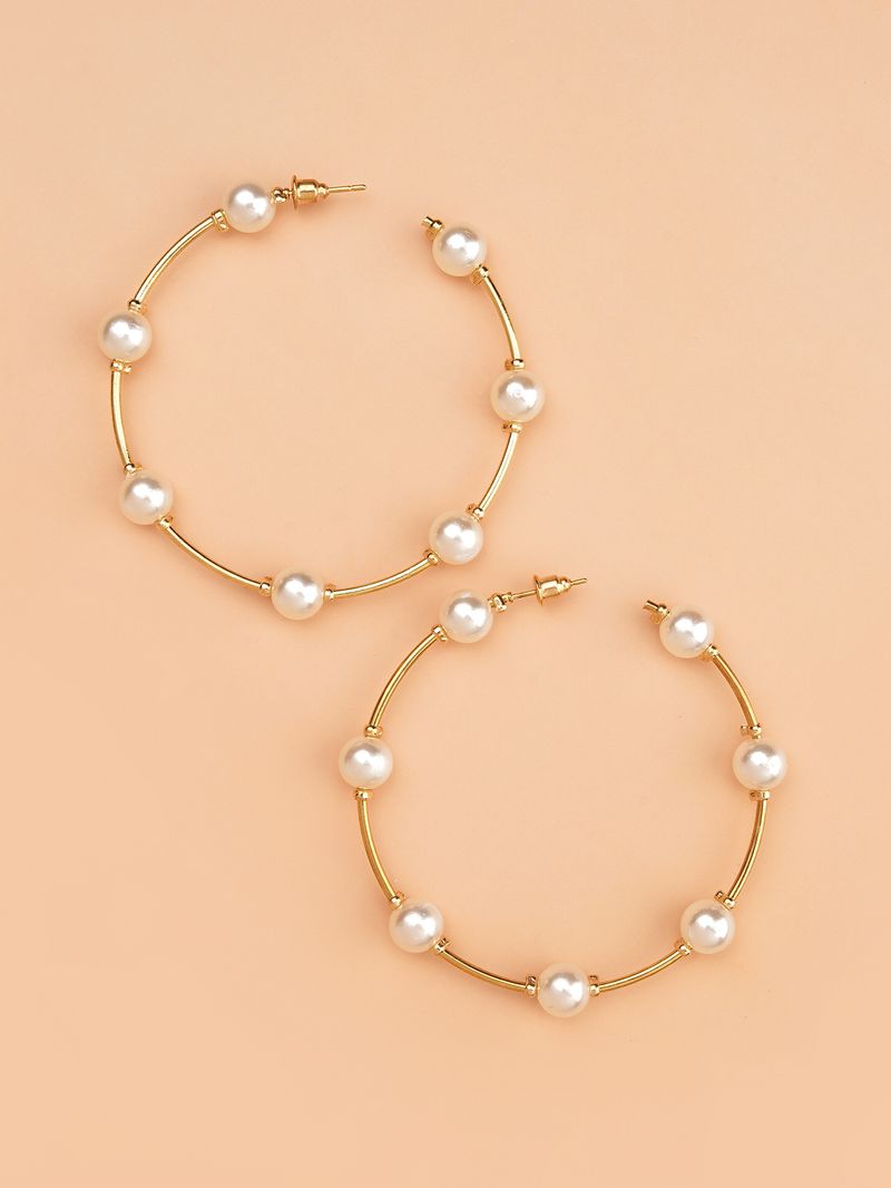 Elegante Perlen-Creolen für Damen – trendiger, übergroßer Perlenschmuck im koreanischen Stil, minimalistisches, schickes Design, perfekt für den Alltag_voghion.com