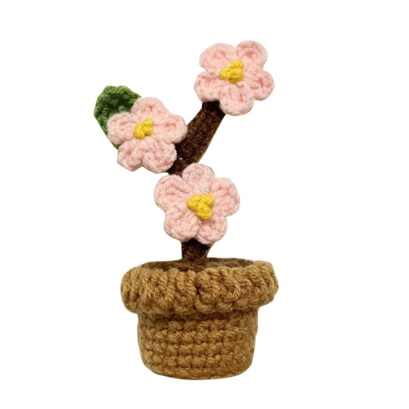 Potted Handmade Plant Artificial Knitting Decoration Diy Flower_voghion.com