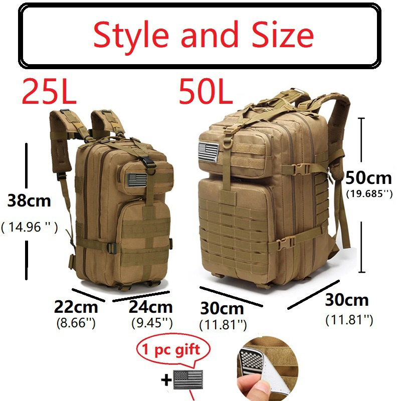 25L/50L armijos karinė taktinė kuprinė didelė „Molle“ žygio kuprinė krepšiai verslo vyrams kuprinė【Dropshipping】_voghion.com
