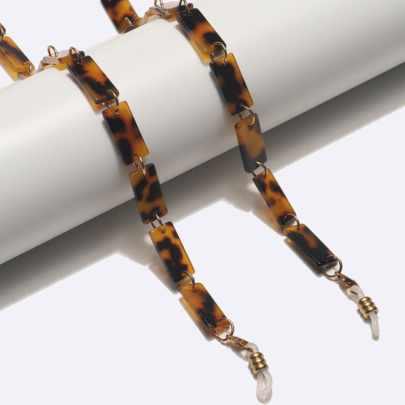 Fashion Acetate Acrylic Glasses Mask Hanging Leopard Print Two-tone Chain_voghion.com
