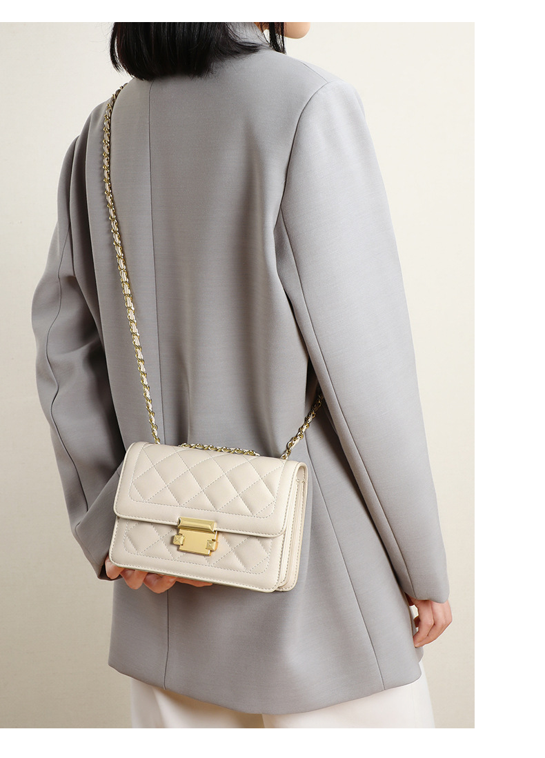 Viney Borsa a tracolla con catena da donna in vera pelle alla moda, leggera, versatile, piccola, con catena_voghion.com