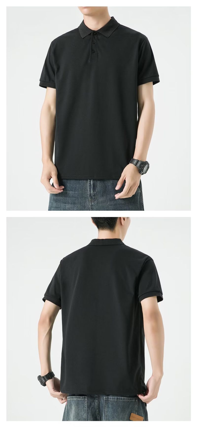 Men’s Slim-Fit Polo Shirt – Breathable Mesh & Pique Cotton, Short Sleeve, Elastic Cuff (Casual, Moisture-Wicking, Sizes M-4XL, Wrinkle-Free)_voghion.com