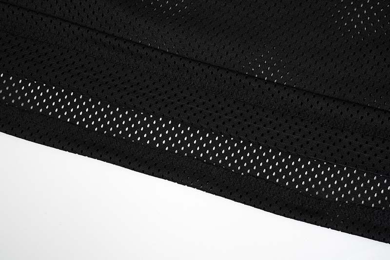 Maillot de sport à col en V et manches courtes pour homme, imprimé lettres et chiffres, en maille patchwork, tendance et ample_voghion.com