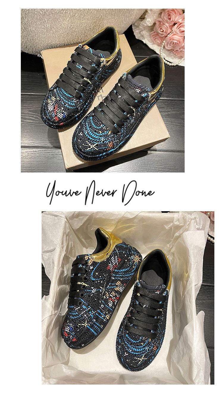 Designer Graffiti Water Diamond Dad Schuhe Damen Neue bequeme trendige Luxus-Einzelschuhe_voghion.com
