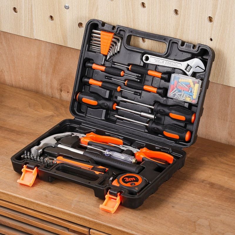Tool Kit 132 Piece General Household Hand Tool Set Home Repairing Tool Kit With Portable Tool Storage Case HighQuality Steel F_voghion.com