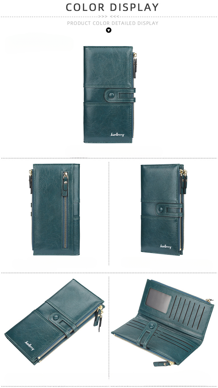 Wallet Women's Long Korean Edition Large Capacity Buckle Zipper Handheld Bag Fashionable Multi Card Wallet_voghion.com