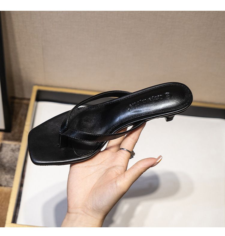 Square Flip-Flops French Style Kitten Women New Summer Mid-High Toe Clip Thin Heel Sandals For Utdoor Wear_voghion.com