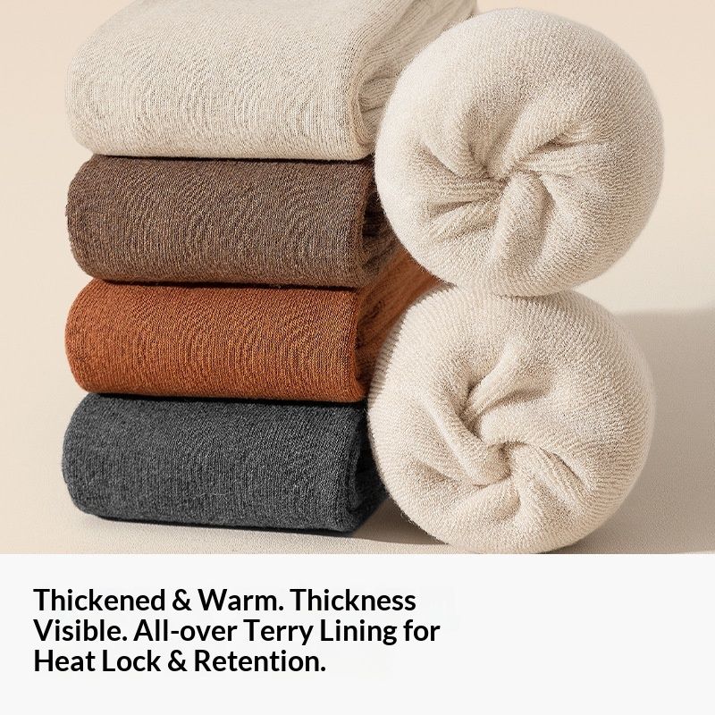 Voyage Knee Pads Women Autumn Winter Over-the-Knee Leg Warmers Terry Fleece Thickened Warm Non-Slip Black Women's Long Socks_voghion.com