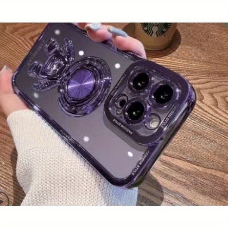 Hoogwaardige 3D Astronaut Design Plating Bescherming Telefoonhoesje met Ringbeugel TPU Valbestendige Hoes met Auto Magnetische Bevestiging voor 14/15_voghion.com