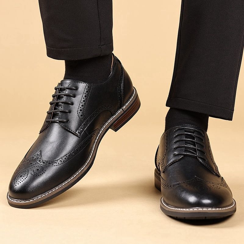 Brogue Dress Shoes Man Wedding Leather Derby Shoe_voghion.com
