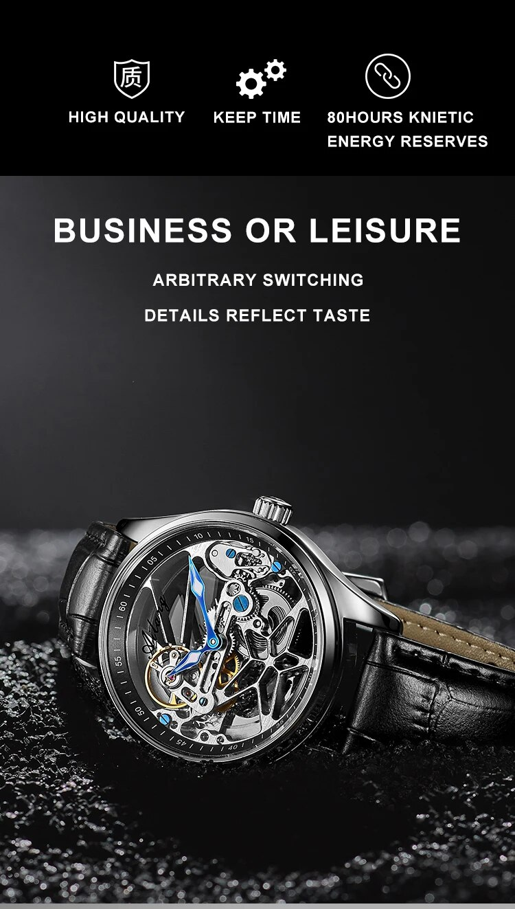 AILANG Fashion Skeleton Mechanical Watch Top Brand Luxury Men's Steampunk Transparent Hollow Automatic Watch Relogio Masculino_voghion.com