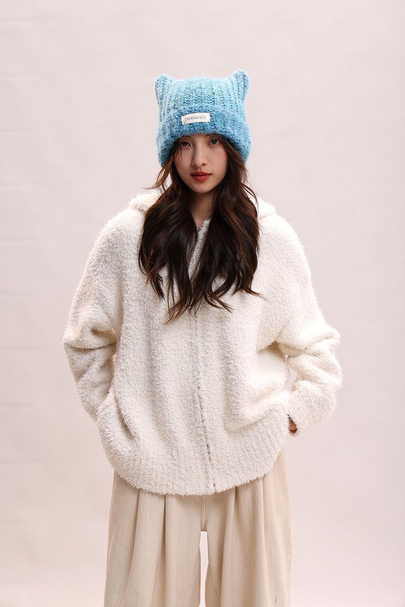 Korean Version Of Abifeng Cute Cat Gradient Knitted Wool Women In Autumn And Winter, Warm Ear Protection, Cold Hat For_voghion.com