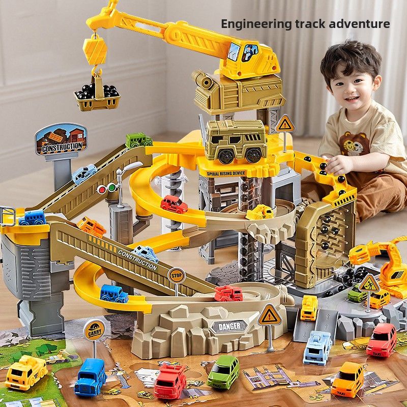 Children's Engineering Railcar Coasting Small Train Parking Lot 3-year-old Boy Toy Puzzle Car Big Adventure_voghion.com