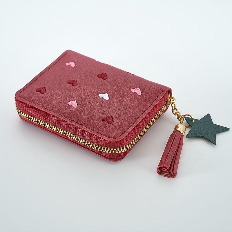 New pu leather wallet women's short Korean cute style women's coin purse one fold multi-functional wallet wholesale_voghion.com