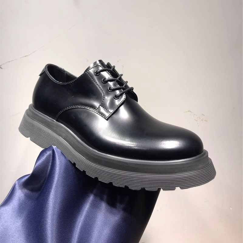 Derby en cuir pour homme, chaussures de ville noires haut de gamme, style décontracté, à plateforme_voghion.com