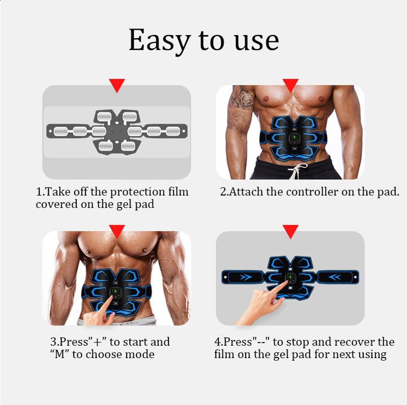 EMS Elektrischer intelligenter Muskelstimulator Fiess Trainer Bauchmuskeltraining Gewichtsverlust Aufkleber Körperabnehmen M 70% Rabatt_voghion.com