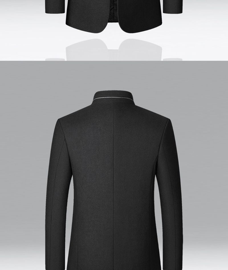 Manteau en laine à col montant pour homme, veste décontractée d'âge moyen, nouvelle collection automne et hiver_voghion.com