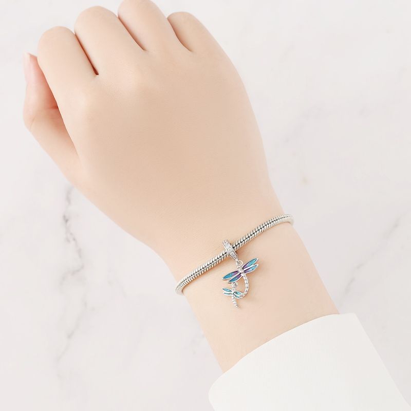 Women's Jewelry Insect Dragonfly Butterfly Firefly Charm Pendant Beads Jewelry With Bracelet Pieces White Copper Plated Silver_voghion.com
