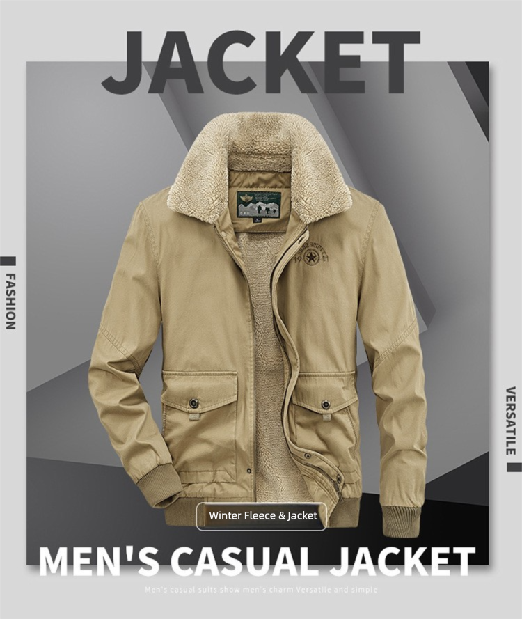 Nuova giacca invernale da uomo con colletto rovesciato, tasche multiple, foderata in pile, spesso, cappotto casual in cotone per giovani_voghion.com