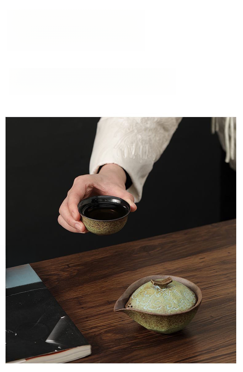 Lao Yan Handmade Firewood Fired Coarse Pottery Quick Japanese Style Single Household One Pot Kung Fu Set Tea Cup_voghion.com