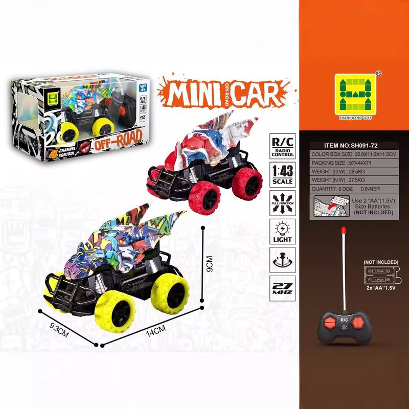 Mutter & Kinder 4WD RC-Auto mit LED-Leuchten, Offroad-Fernsteuerungsspielzeug für Kinder – Dinosaurier- und Monstertruck-Modelle (Grün/Rot/Blau/Gelb/Weiß)_voghion.com