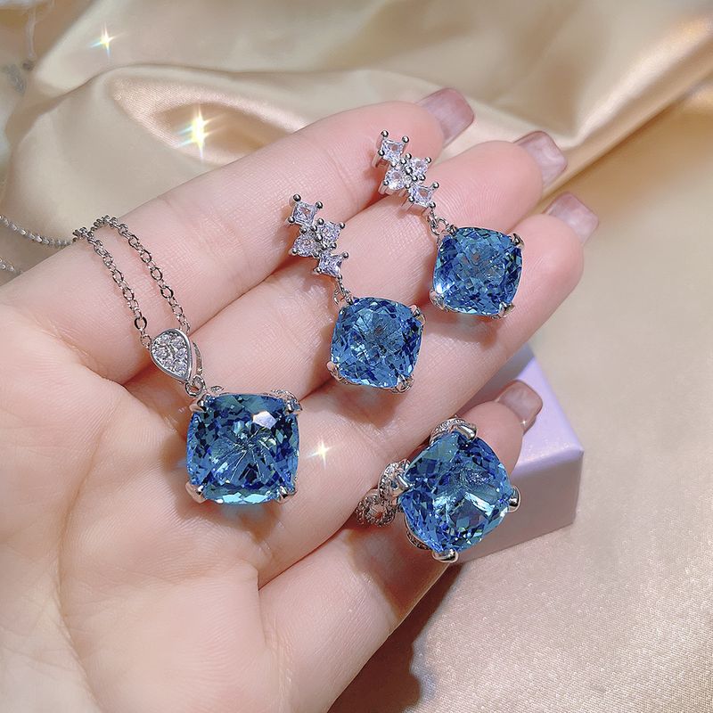 Aquamarin-Topas-Anhänger, 15 Karat, dicke quadratische Edelstein-Ohrringe, Fanta-Ring, violett-gelber Diamant_voghion.com