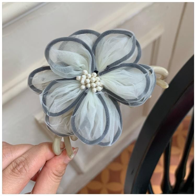 Lace Flower Grab Clip, Premium French Vintage Ins Niche Design Shark Clip Hairpin Summer Hair Accessories_voghion.com