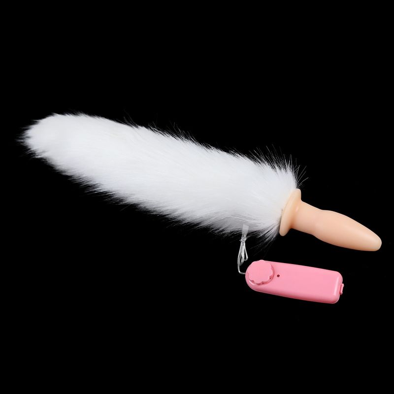 Sex Produkte Weiß Künstliche Pelz Schwanz Butt Plug Fleisch Farbige Vibration Weibliche Butt Plug Requisiten Vibration Gerät_voghion.com