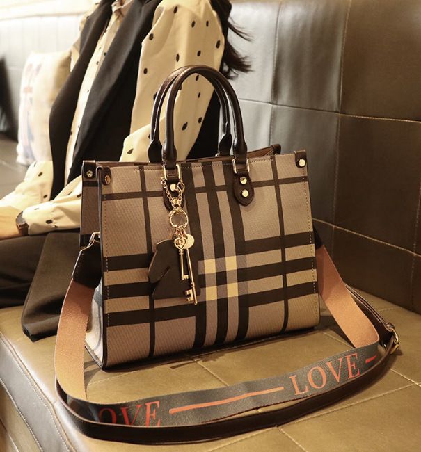 Borsa a tracolla, borsa a mano, borsa a tracolla da donna in vera pelle alla moda, modello scozzese, 2021_voghion.com